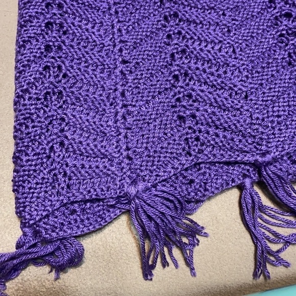 hand crochet purple fringe ripple Afghan - Picture 4 of 4